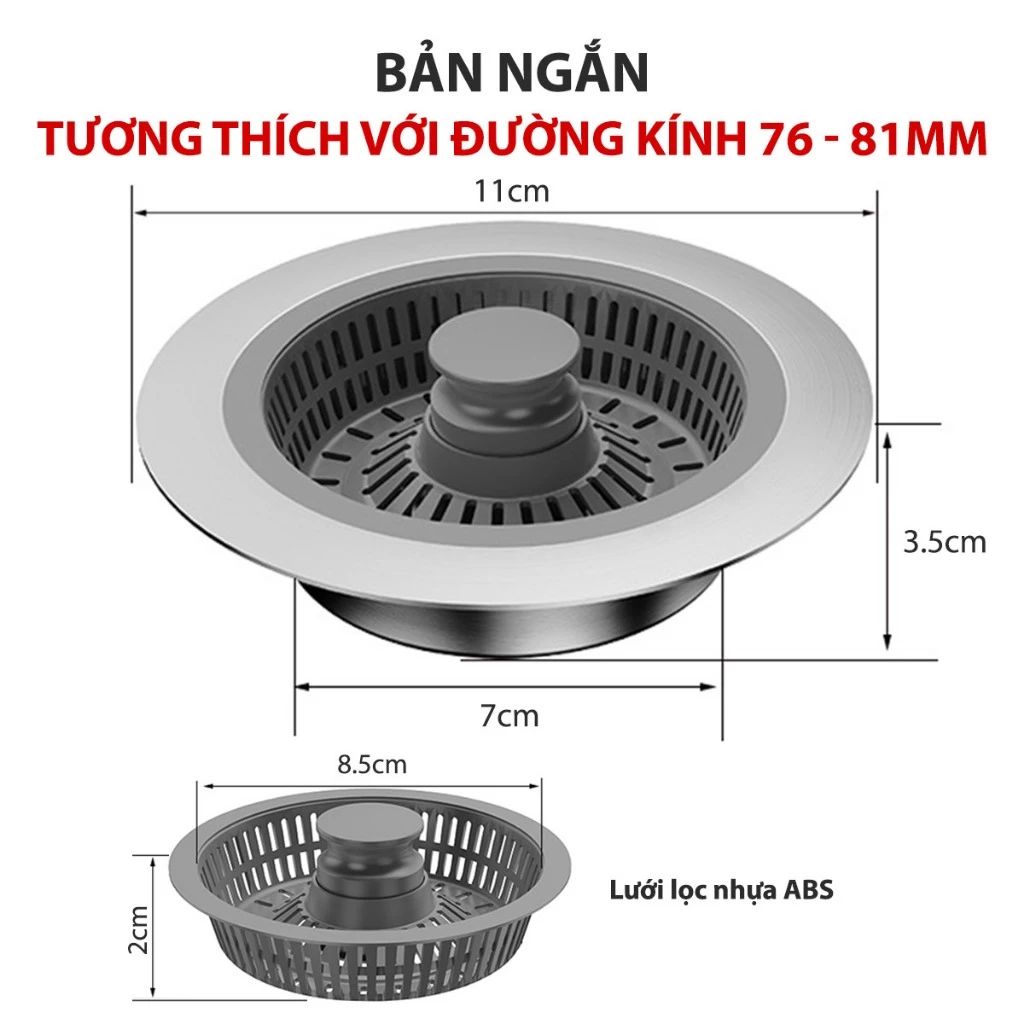 Bộ Lọc Rác Bồn Rửa Bát Inox 304 3in1 Mifan