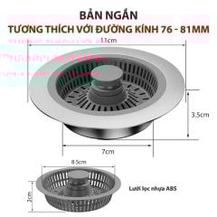 Bộ Lọc Rác Bồn Rửa Bát Inox 304 3in1 Mifan