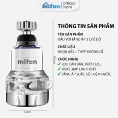 Đầu Vòi Rửa Bát Tăng Áp Lọc Nước 3 Chế Độ Phun Mifan