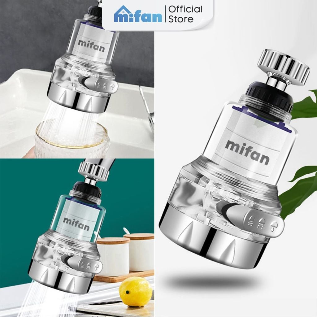 Đầu Vòi Rửa Bát Tăng Áp Lọc Nước 3 Chế Độ Phun Mifan