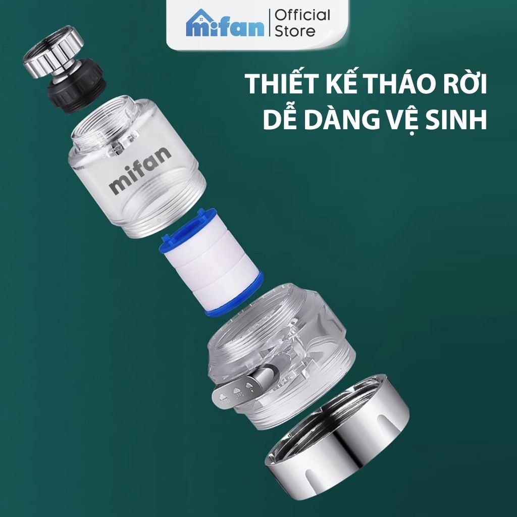 Đầu Vòi Rửa Bát Tăng Áp Lọc Nước 3 Chế Độ Phun Mifan