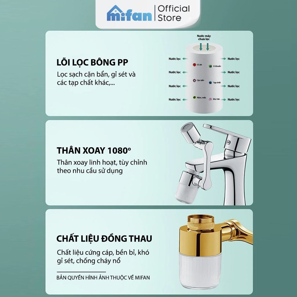 Đầu Lọc Nước Tại Vòi Bồn Rửa Mặt MIFAN