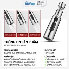 Đầu Vòi Rửa Bát Tăng Áp 3 Chế Độ Phun Mifan