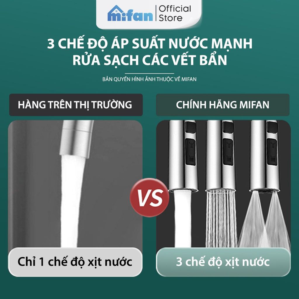 Đầu Vòi Rửa Bát Tăng Áp 3 Chế Độ Phun Mifan