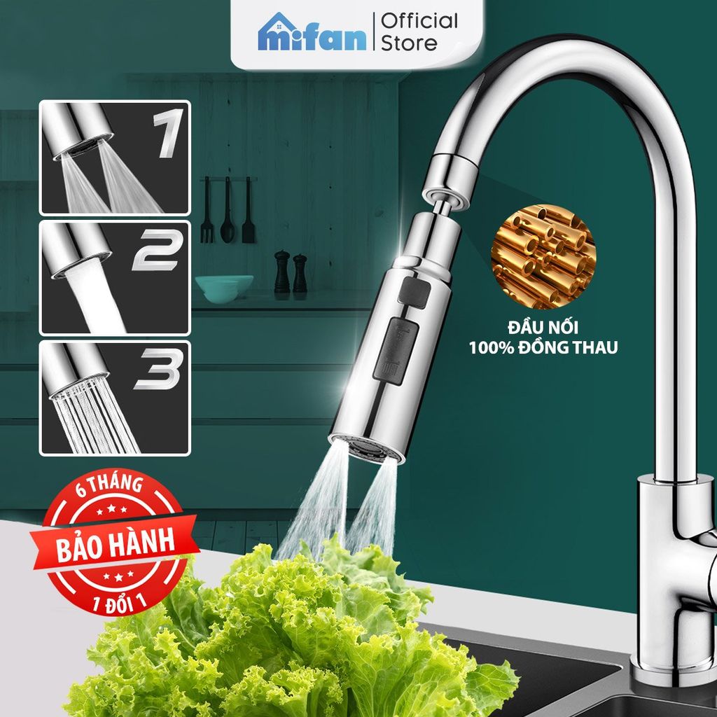 Đầu Vòi Rửa Bát Tăng Áp 3 Chế Độ Phun Mifan