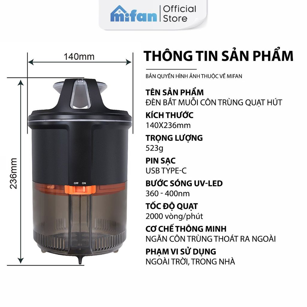 Đèn Bắt Muỗi Thông Minh UV-LED MIFAN