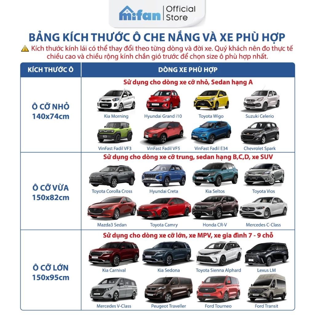 Ô Che Nắng Kính Lái Xe Hơi Ô Tô Cao Cấp MIFAN