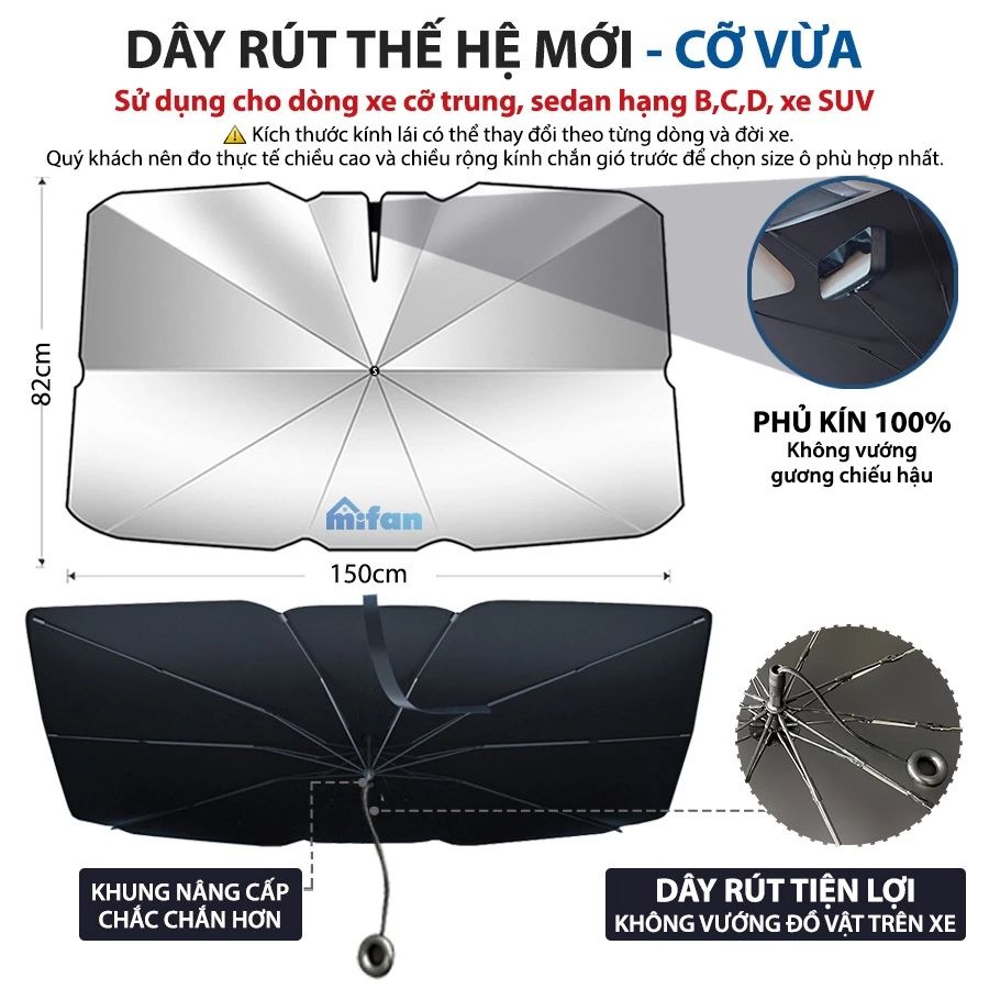 Ô Che Nắng Kính Lái Xe Hơi Ô Tô Cao Cấp MIFAN