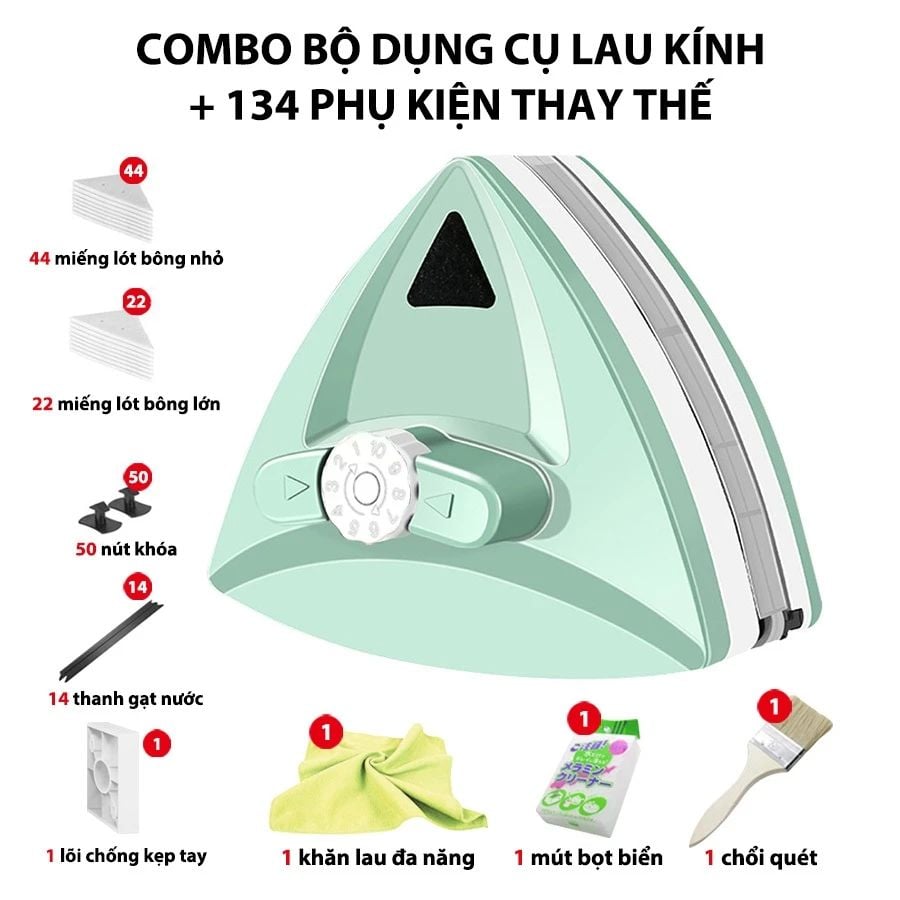 Bộ Lau Kính 2 Mặt Nam Châm Thông Minh MIFAN