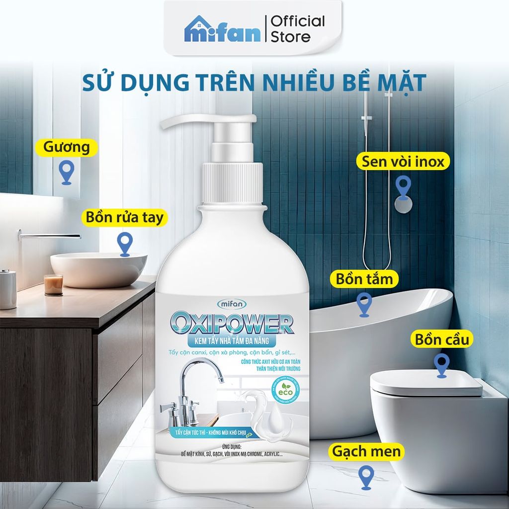 Kem Tẩy Nhà Tắm Đa Năng Mifan Oxipower