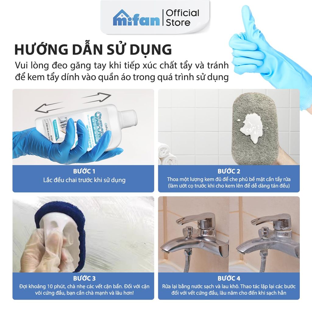 Kem Tẩy Nhà Tắm Đa Năng Mifan Oxipower