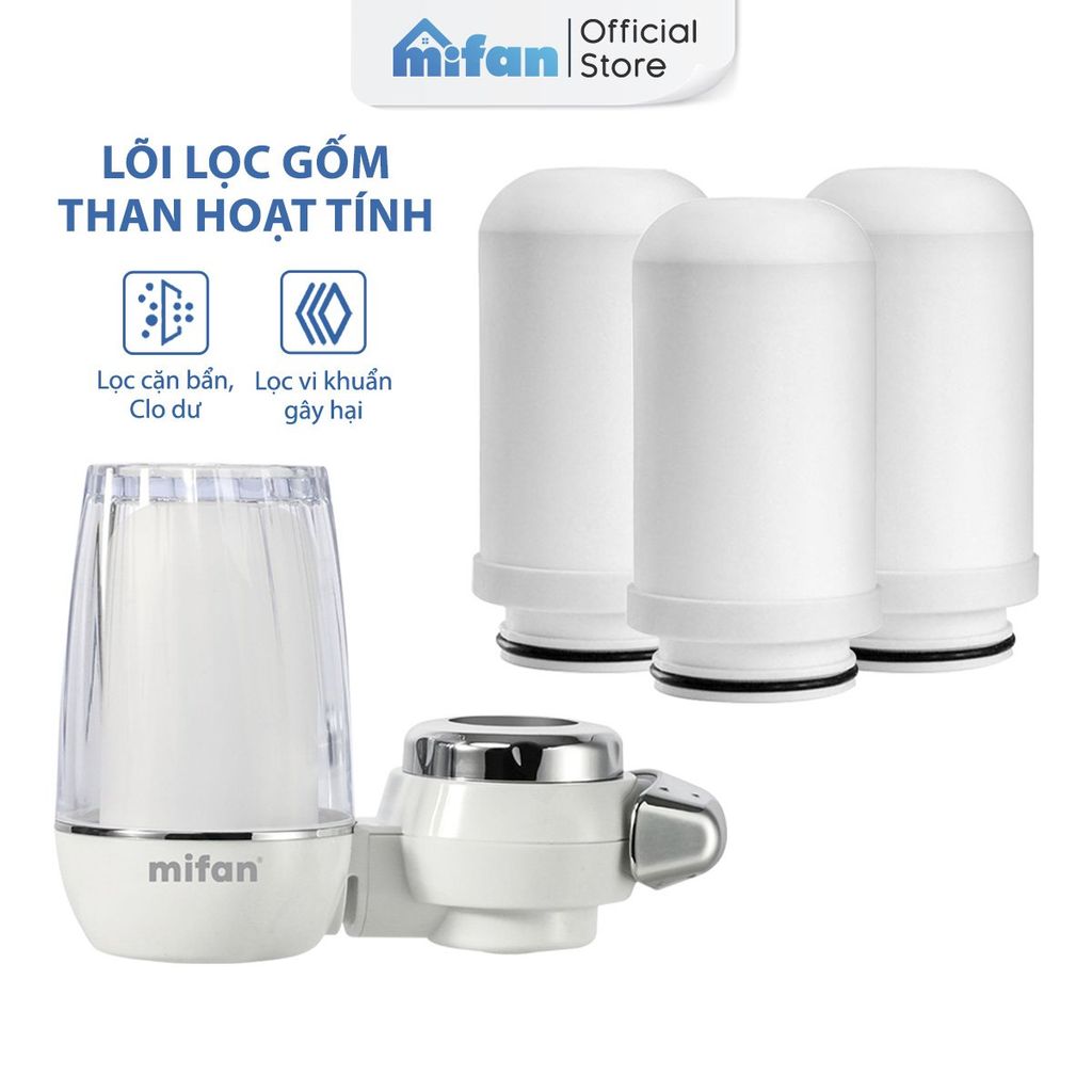 Bộ Lọc Nước Đầu Vòi Lõi Gốm MIFAN Inox 304 Tăng Áp 3 Chế Độ