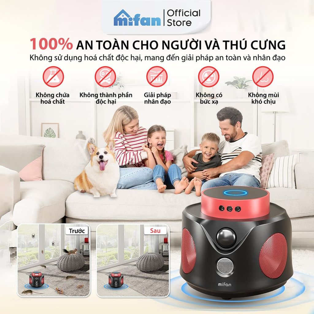 Máy Đuổi Chuột Cao Cấp Mifan SmartWave Pro 360°