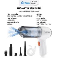 Máy Hút Bụi Cầm Tay Mini Không Dây 3 trong 1 Mifan CV103
