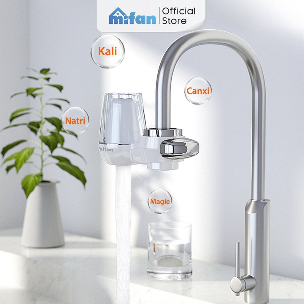Bộ Lọc Nước Đầu Vòi Lõi Gốm MIFAN Inox 304 Tăng Áp 3 Chế Độ