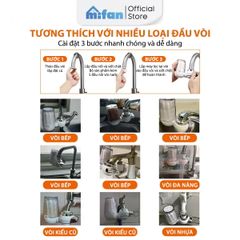 Bộ Lọc Nước Đầu Vòi Lõi Gốm MIFAN Inox 304 Tăng Áp 3 Chế Độ