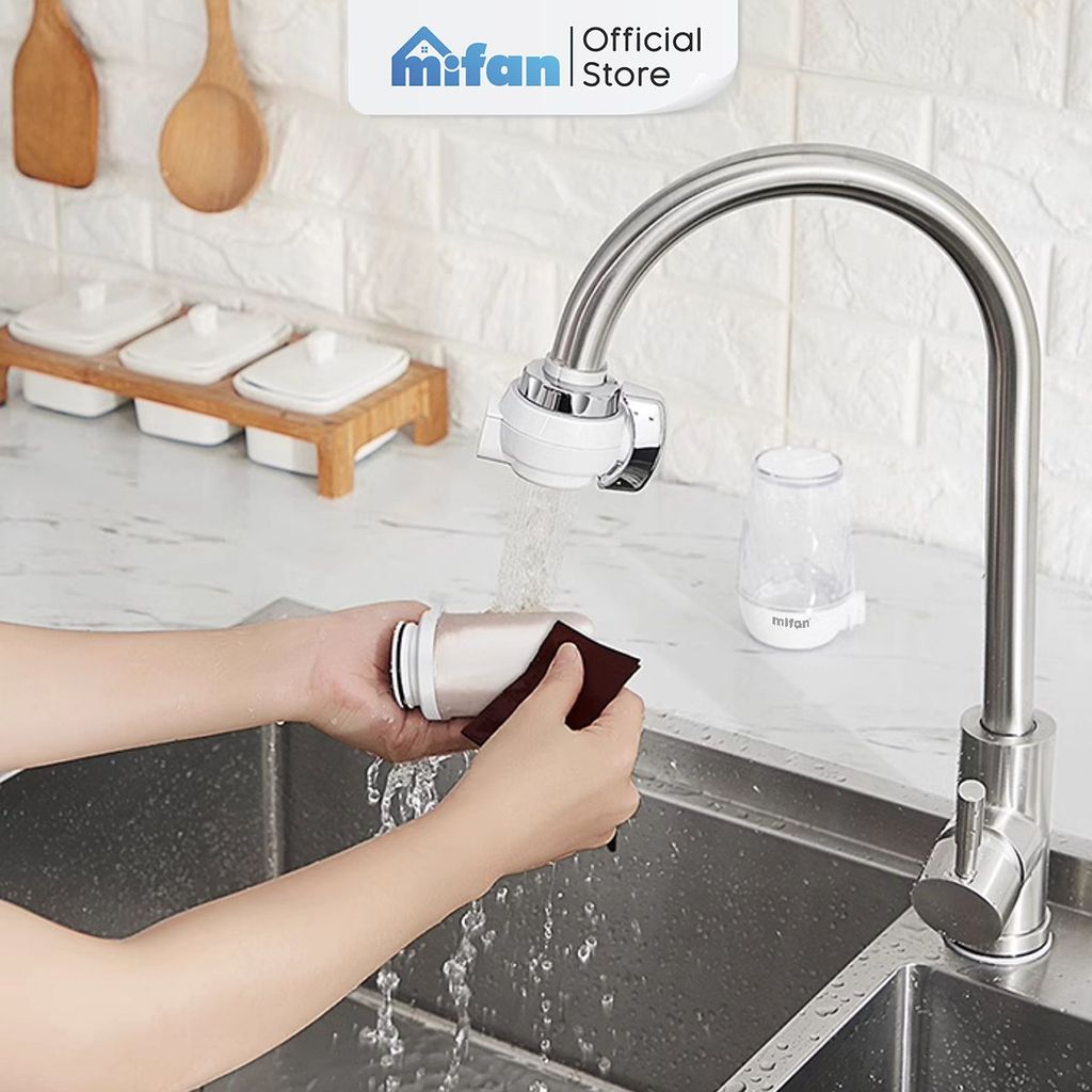 Bộ Lọc Nước Đầu Vòi Lõi Gốm MIFAN Inox 304 Tăng Áp 3 Chế Độ