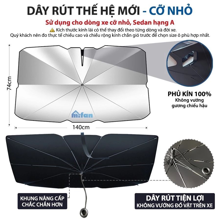 Ô Che Nắng Kính Lái Xe Hơi Ô Tô Cao Cấp MIFAN