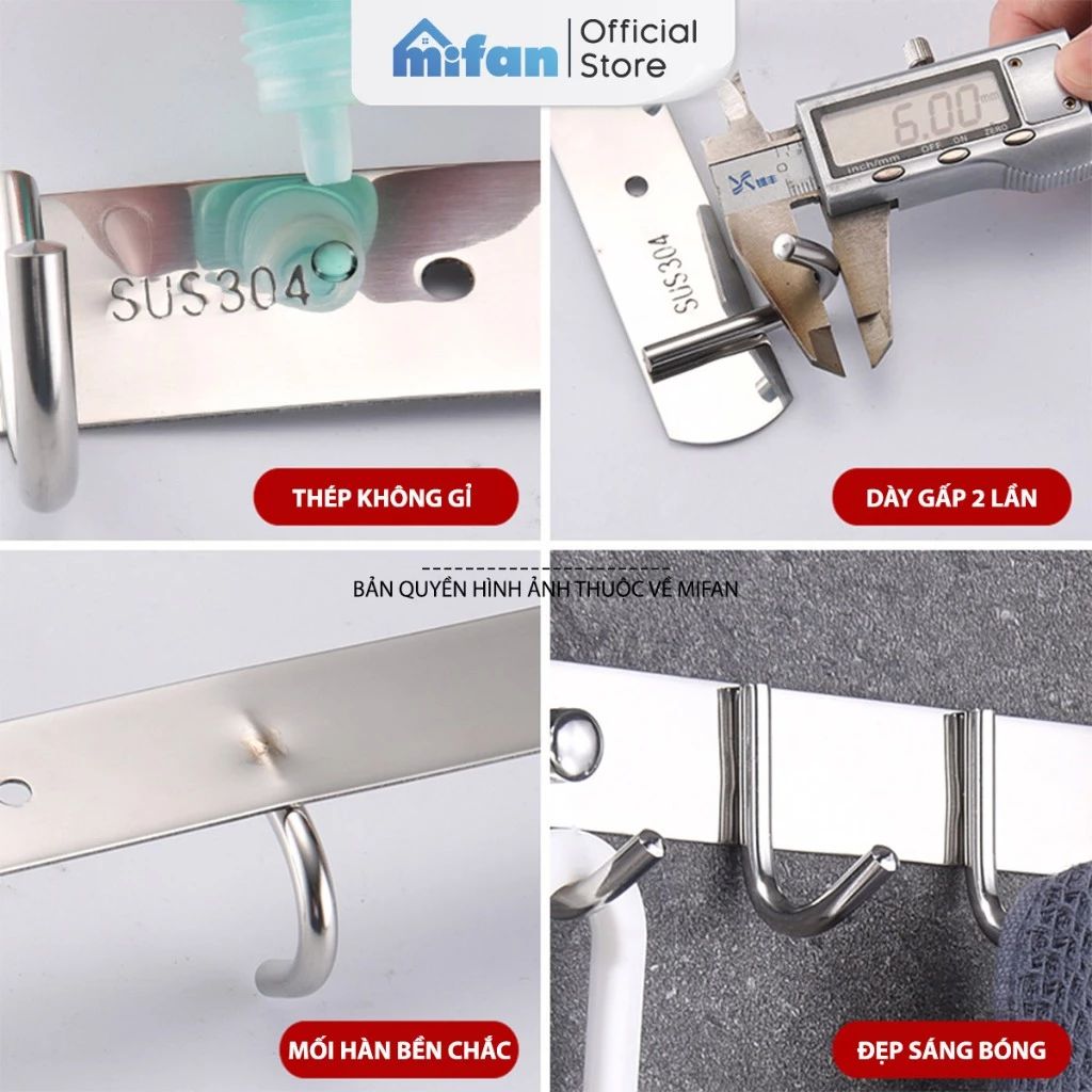 Móc Dán Tường Treo Quần Áo Inox 304 Cao Cấp MIFAN