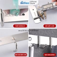 Móc Dán Tường Treo Quần Áo Inox 304 Cao Cấp MIFAN