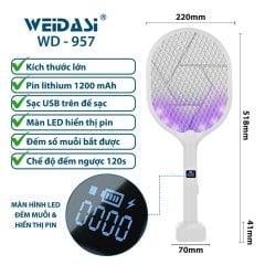 Vợt Muỗi kiêm Đèn Bắt Muỗi 2 trong 1 Weidasi WD955