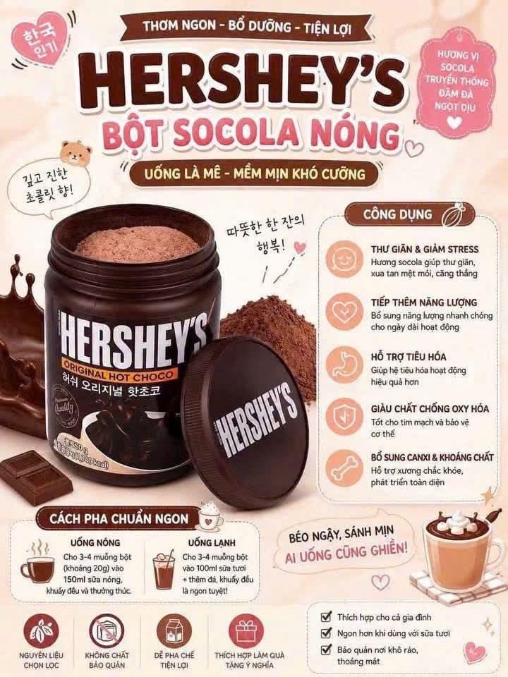 BỘT CACAO NGUYÊN CHẤT HERSHEY’S 226G - 450G