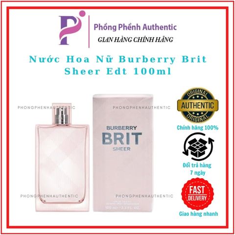 NƯỚC HOA NỮ BUBERRY BRIT SHEER EDT 100ML FULLSEAL