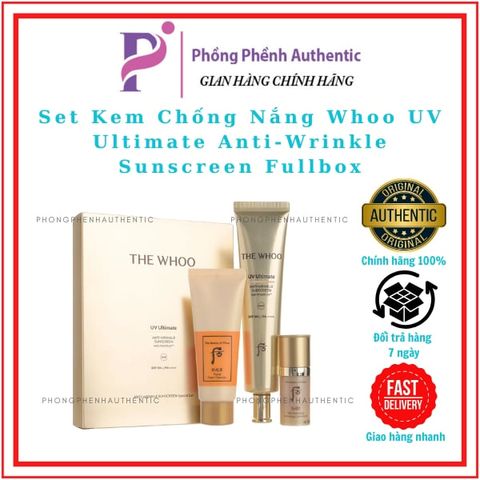 SET KEM CHỐNG NẮNG WHOO UV ULTIMATE ANTI-WRINKLE SUNCREEN FULLBOX