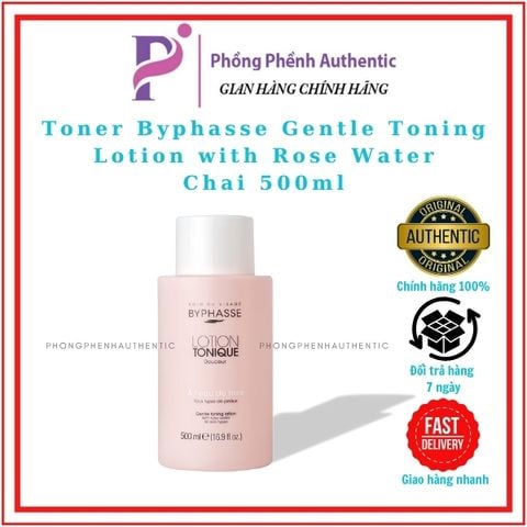 NƯỚC HOA HỒNG BYPHASSE GENTLE TONING LOTION WITH ROSE WATER CHAI 500ML