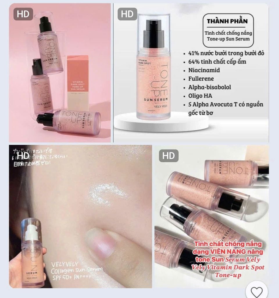 TINH CHẤT CHỐNG NẮNG VELY VELY VITAMIN DARK SPOT TONE-UP SUN SERUM