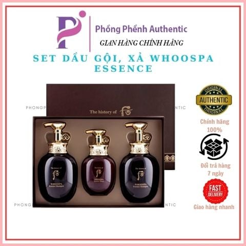 SET DẦU GỘI, XẢ WHOOSPA ESSENCE SHAMPOO