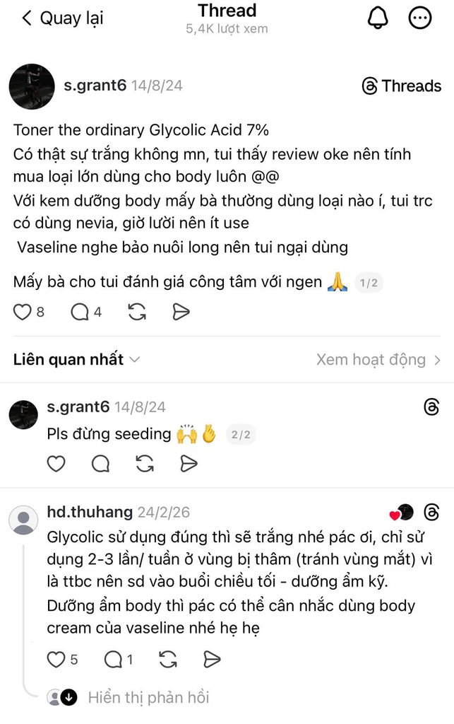 Nước hoa hồng The Ordinary Glycolic Acid 7% Toning Solution pH~3.6 Chai 240ml