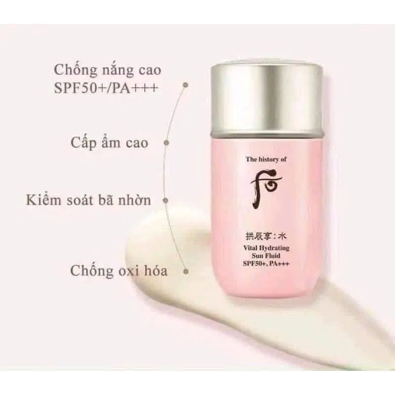 SỮA CHỐNG NẮNG KIỀM DẦU DƯỠNG DA TRẰNG MỊN WHOO VITAL HYDRATING SUN FLUID SPF 50+ PA+++