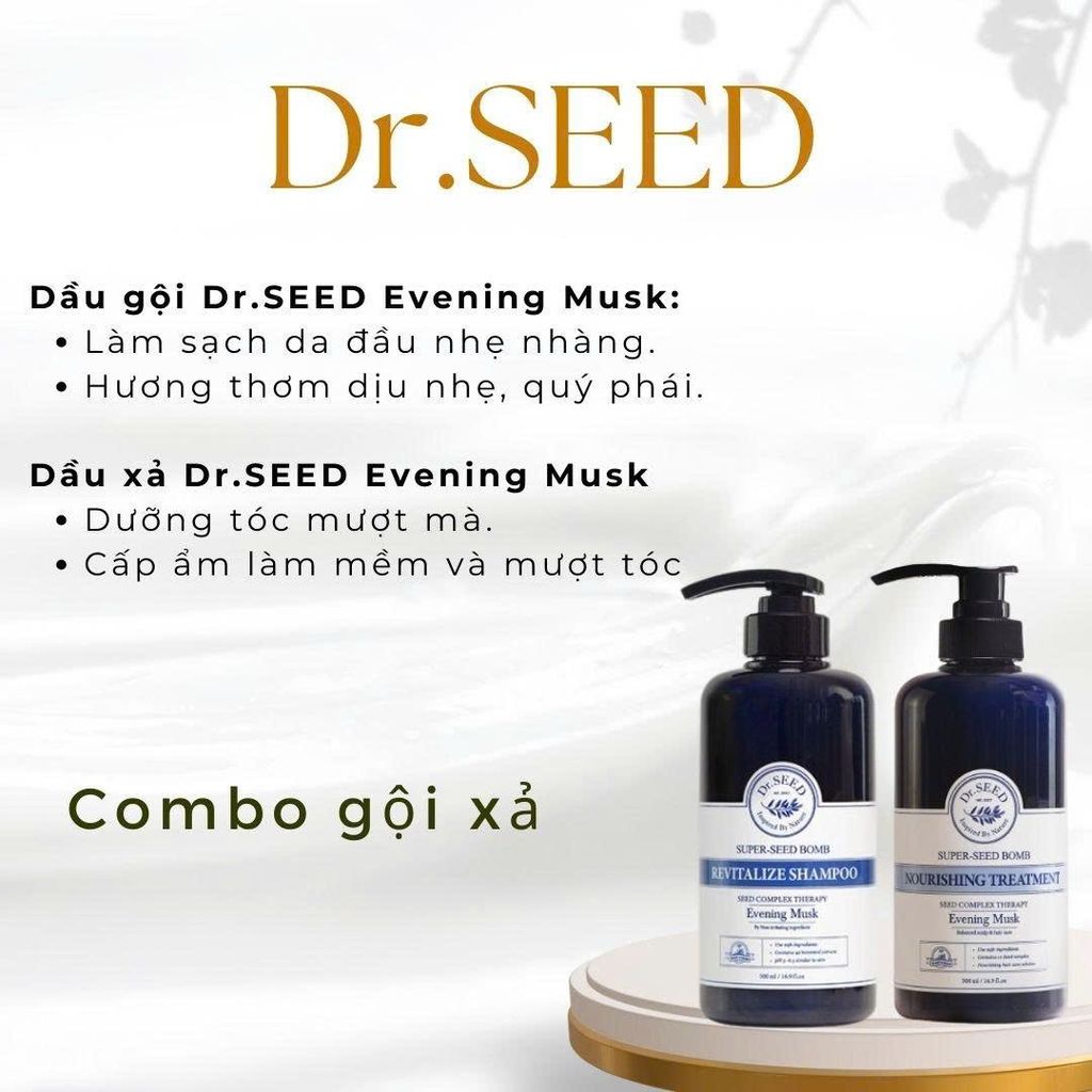 Bộ dầu gội, dầu xả Dr.SEED Evening Musk 500ml Hàn Quốc