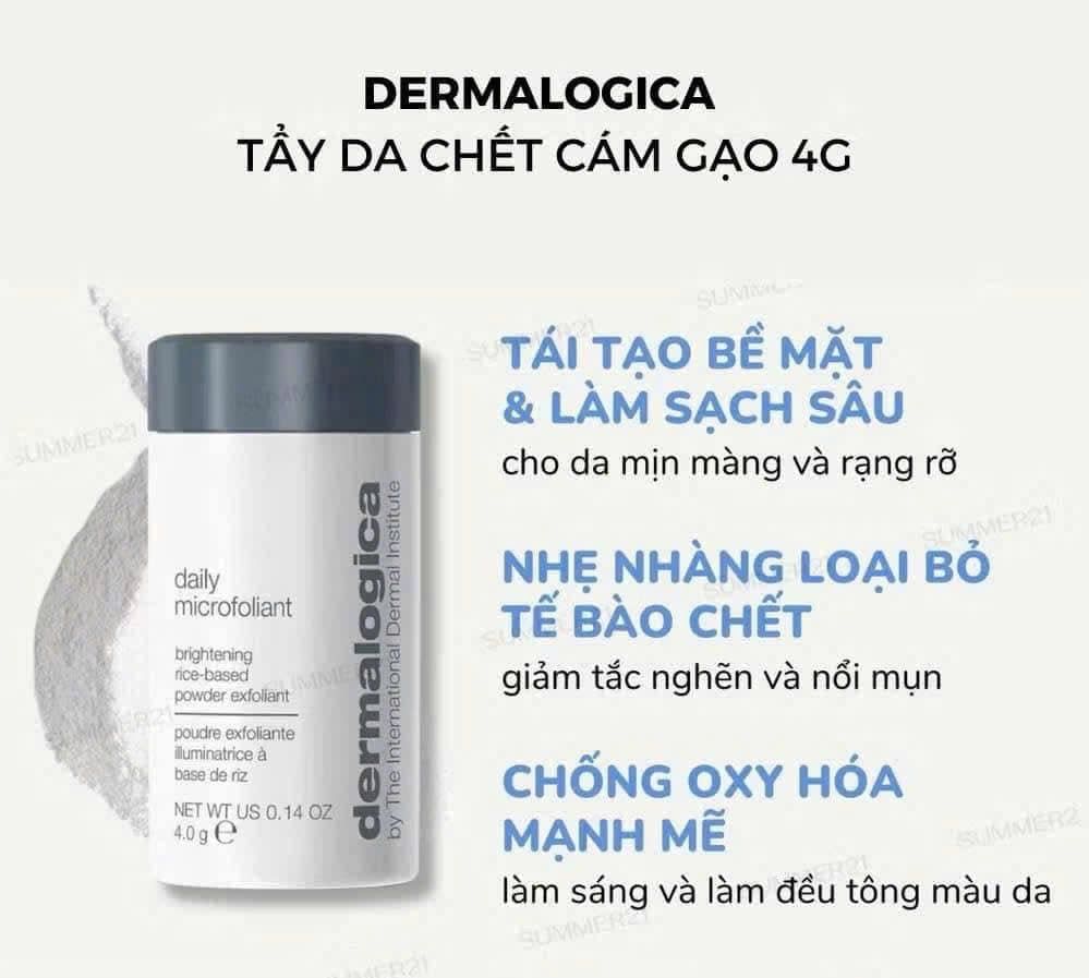 BỘT CÁM GẠO TẨY DA CHẾT TÁI TẠO, SÁNG DA DERMALOGICA DAILY MICROFOLIANT 4gr - 13gr