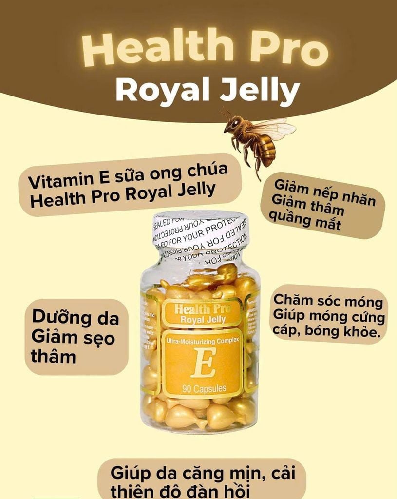VIÊN NANG DƯỠNG DA Health Pro Royal Jelly Vitamin E 90 viên