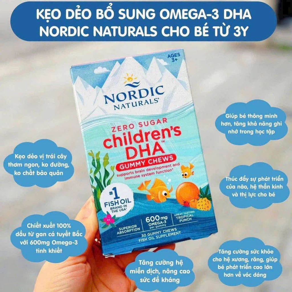 Nordic Naturals Zero Sugar Children's DHA Gummy Chews Hộp 30v