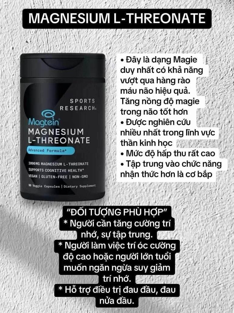 Viên Uống Magnesium L-Threonate Sports Research 135v