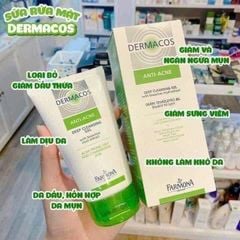 Sữa rửa mặt Dermacos Anti Acne làm sạch sâu, ngừa mụn Deep Cleansing Gel 150ml