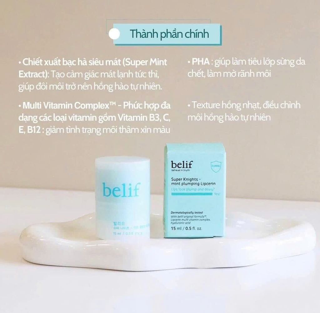 DƯỠNG MÔI BELIF SUPER KNIGHTS MINT PLUMPING LIPCERIN 15ML