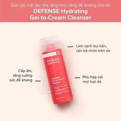 SỮA RỬA MẶT PAULA'S CHOICE DEFENSE HYDRATING GEL-TO-CREAM CLEANSER 198ML