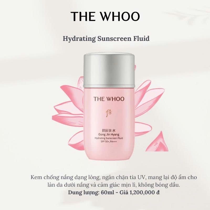 SỮA CHỐNG NẮNG KIỀM DẦU DƯỠNG DA TRẰNG MỊN WHOO VITAL HYDRATING SUN FLUID SPF 50+ PA+++