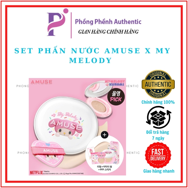 SET CUSHION AMUSE X MY MELODY CERAMIC SKIN PERFECTOR