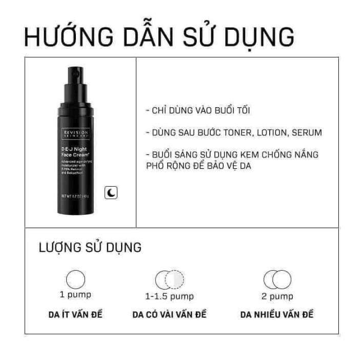 Kem Dưỡng Da Revision D.E.J Night Face Cream 0,25 Retinol and Bakuchiol