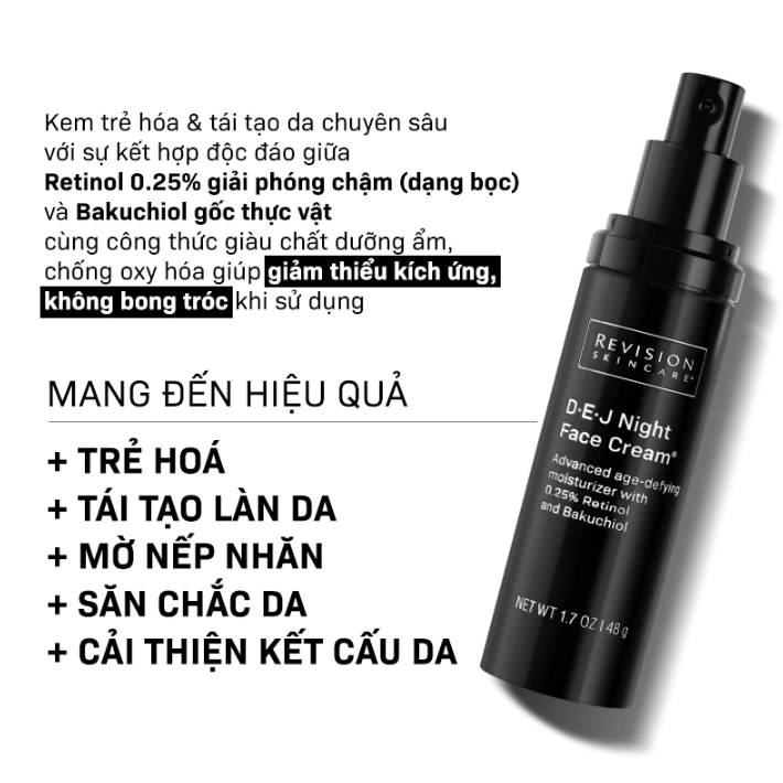 Kem Dưỡng Da Revision D.E.J Night Face Cream 0,25 Retinol and Bakuchiol