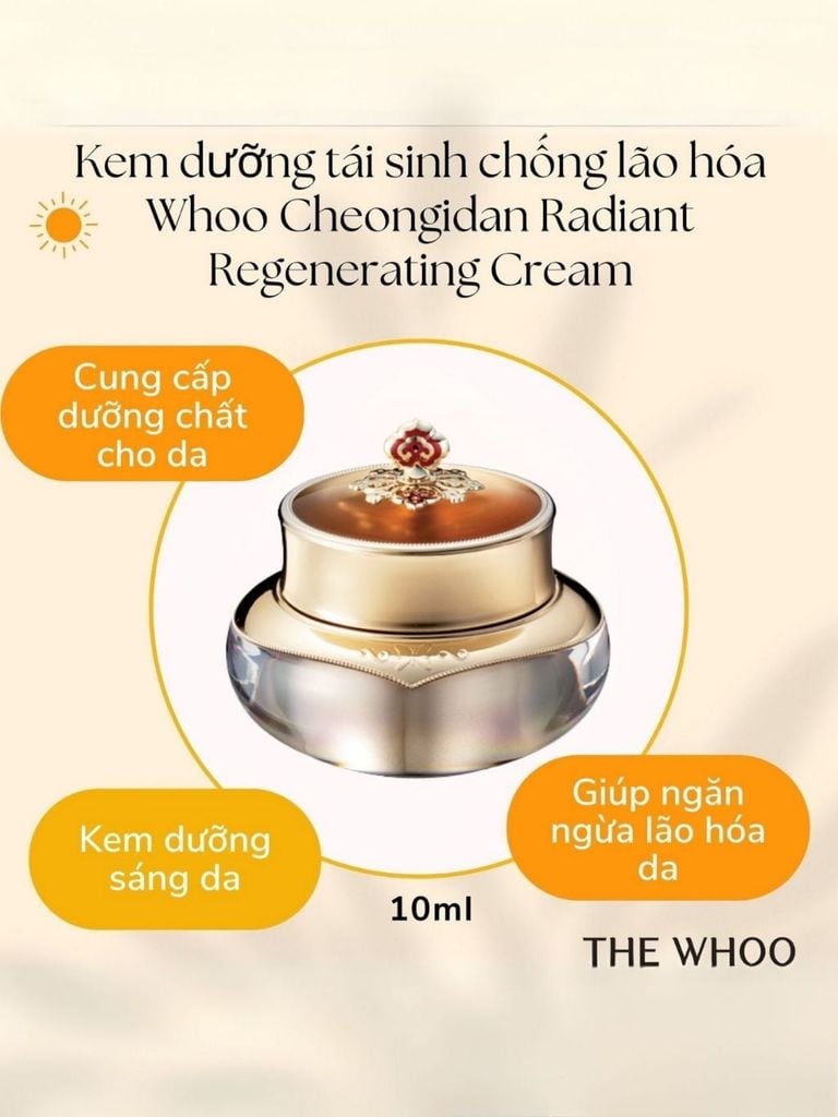 Kem dưỡng Whoo Cheongidan Radiant Regenerating Hoa Hiên 10ml