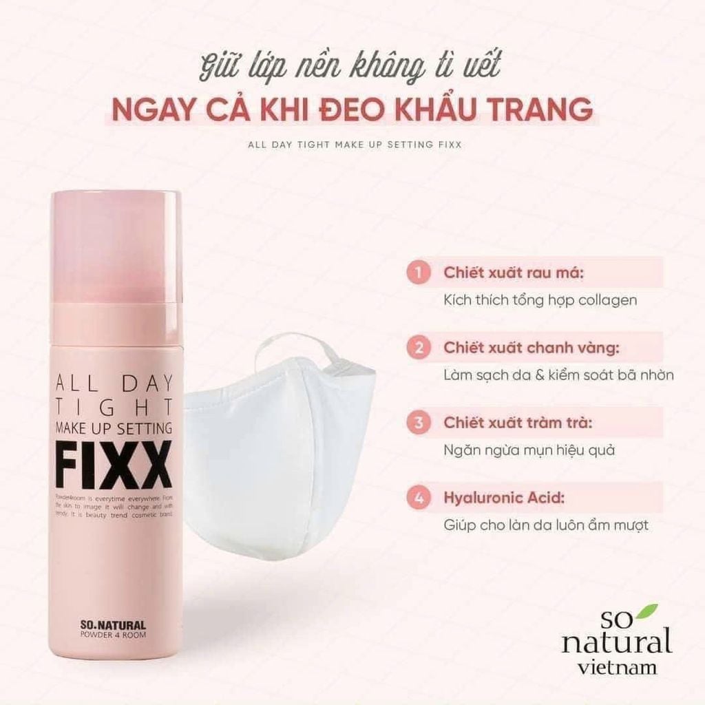 XỊT KHOÁ NỀN SO NATURAL MAKE UP SETTING FIXX ALL DAY TIGHT 35ML