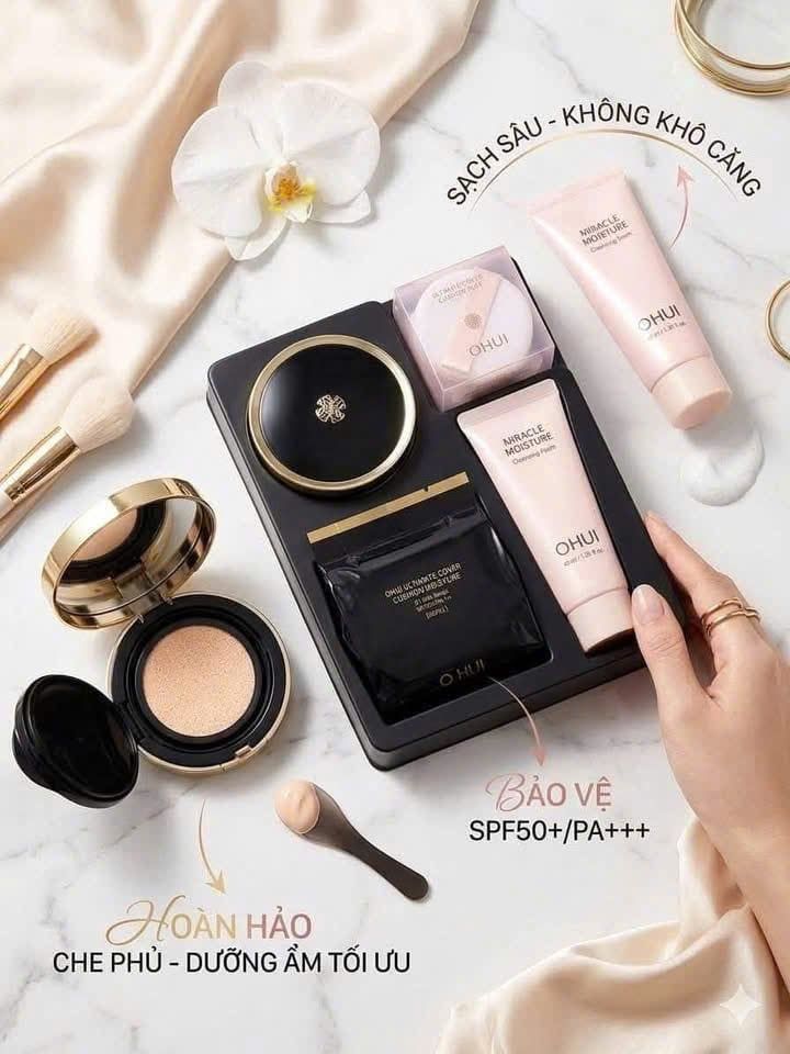 Set Phấn Nước OHUI Ultimate Cover Cushion Moisture 01 MILK BEIGE