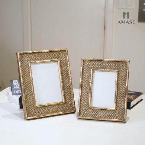 Set 2 khung ảnh họa tiết tre nứa