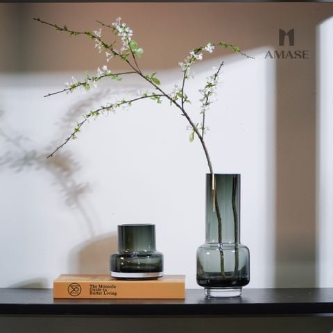 Lọ Hoa Hình Trụ Màu Xám Khói Hiện Đại